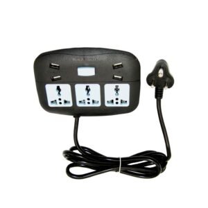 RENMAX Power Strip Extension Cord with USB Port Universal Socket 250V 10A Multicolor -1Pc (3-Socket & 4-USB)