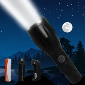 RENMAX Strong Bright Beam Led Laser 500M Range Rechargeable 2200Mah Waterproof Torch Flash Light Metal- 1Pc, 2000 Lumen