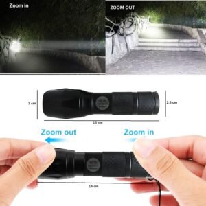 RENMAX Strong Bright Beam Led Laser 500M Range Rechargeable 2200Mah Waterproof Torch Flash Light Metal- 1Pc, 2000 Lumen