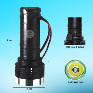 RENMAX Super Strong Bright Beam LED | 2.5Km max. Range | Rechargeable 7800mAh Big battery | Torch with 5-Light Modes Rainproof Flash Light | Durable Metal Build- 1Pc