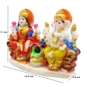 RENMAX Laxmi Ganesha Showpiece | with Kalash for Diwali Festival, Home Décor, Pooja Ghar Decorative (Showpiece) (Polynesian, Multicolor) – 11cm