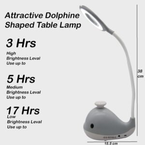 WAKEN Rechargeable Dimmable Touch Button ABS Plastic 5-Watts LED Desk Light RL001 – 1Pc (Gray-White)