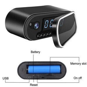 RENMAX® WiFi Camera 1080p Motion Detection Digital Clock Portable Rechargeable Night Vision 64GB Support