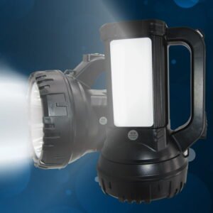 RENMAX LED Laser High Beam 1Km Range 2in1 Emergency Light ABS Plastic Torch (Black, 23 cm, Rechargeable)