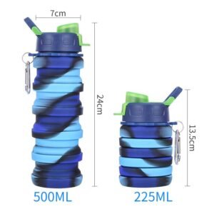 RENMAX Silicon Foldable Water Bottle/BPA free 500 ml Bottle (Pack of 1, Multicolor, Silicone)