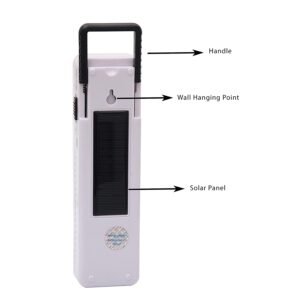 WAKEN Emergency Light Solar/AC/DC Rechargeable Plastic, Multicolor -1 Pc (Dual Tube + Solar)