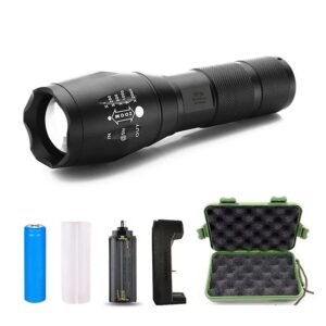 RENMAX LED Pocket Rechargeable 1500mAh 5-Modes with Zoom Torch Flash Light Metal- 1Pc