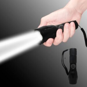 RENMAX LED Pocket Rechargeable 1500mAh 5-Modes with Zoom Torch Flash Light Metal- 1Pc