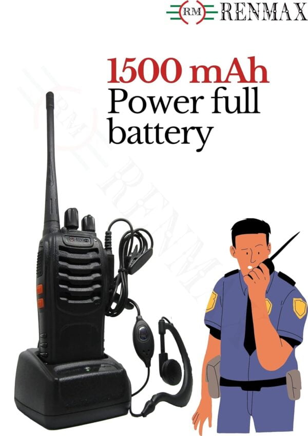 RENMAX RM-88s CTCSS/DCS 2-Way Radio with upto 2km Range (eyesight) 16 Channels Long Range Walkie Talkie with Earpiece Black - Image 3