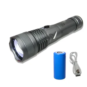 RENMAX Strong Beam Adjustable Focus Zoom Hand Torch 5-Light Modes | 4800mAh Rechargeable Battery | Type-C Fast Charging | Rainproof Metal Body -1 Pc