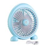 RENMAX Mini Table Personal Desktop Fan Rechargeable 3-Speed Control Portable Battery & USB Powered Multicolor Plastic - 1Pc (8306)