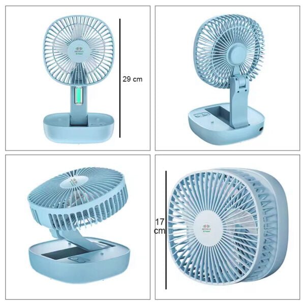 RENMAX Table Fan with Bright LED Light Foldable Rechargeable AC DC 2-Speed Foldable Multicolor Plastic - 1Pc (8636) - Image 3