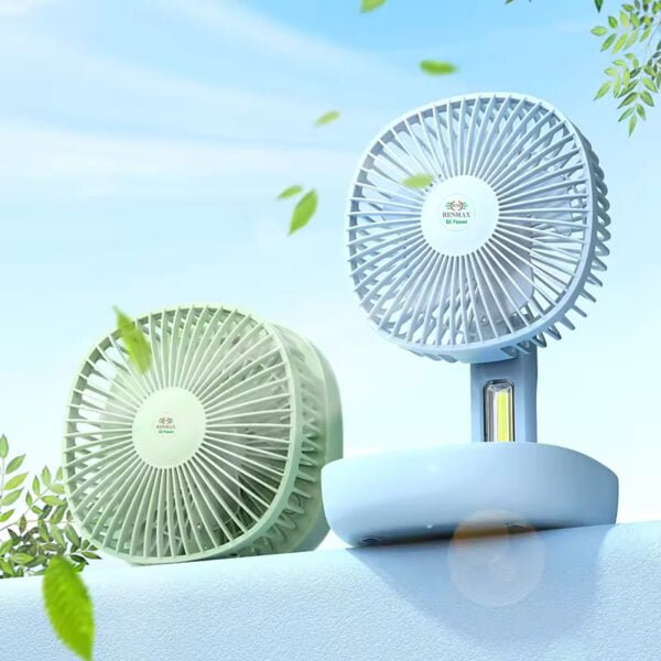 RENMAX Table Fan with Bright LED Light Foldable Rechargeable AC DC 2-Speed Foldable Multicolor Plastic - 1Pc (8636) - Image 6