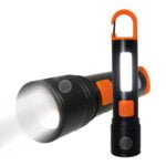 RENMAX LED Torch with Zoom Focus Light Bright Beam 2in1 C-Type Fast Charging Support | Rechargeable Torch with Metal Body -1 Pc (Pocket Size 13Cm)