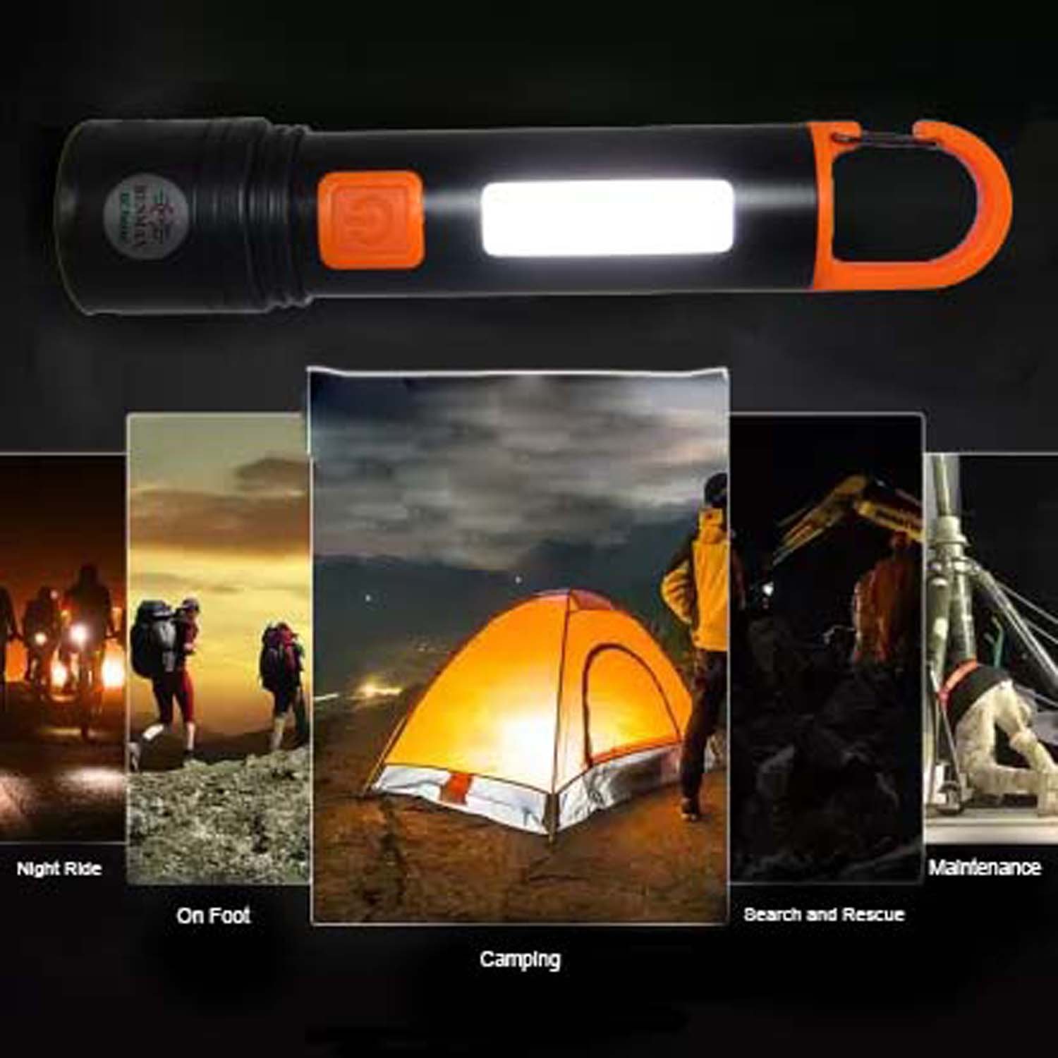 RENMAX LED Torch with Zoom Focus Light Bright Beam 2in1 C-Type Fast Charging Support | Rechargeable Torch with Metal Body -1 Pc (Pocket Size 13Cm) - Image 5