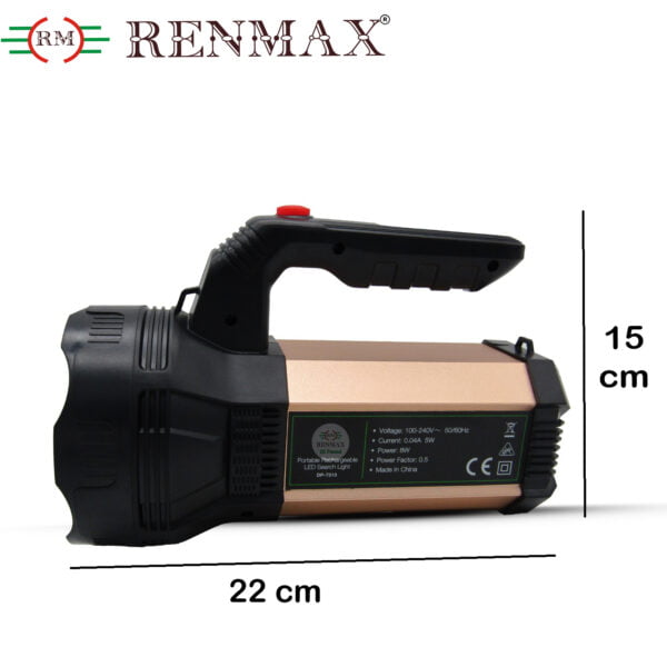 RENMAX High beem Strong Bright LED Laser Flash Torch Light Rechargeable 6000mAh Search Light Metal Plastic 1Km Range - 1Pc - Image 2