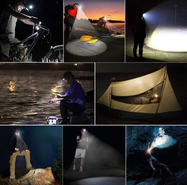 RENMAX Bright Head Light Torch Waterproof Rechargeable Handsfree IR Sensor LED Blinker Metal Spotlight for Cycling Camping Caving Hiking Hunting Trekking - 1Pc - Image 6