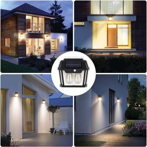RENMAX Solar Powered Outdoor Waterproof LED Wall Light with Motion Sensor ABS Plastic (Dual LED Bulb) - Image 5