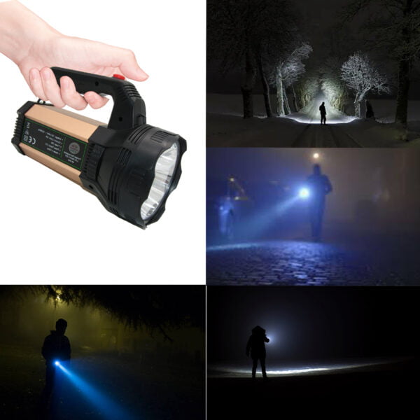 RENMAX High beem Strong Bright LED Laser Flash Torch Light Rechargeable 6000mAh Search Light Metal Plastic 1Km Range - 1Pc - Image 5