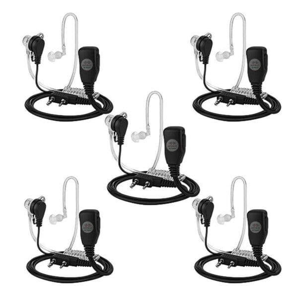 RENMAX Air Acoustic Tube Covert Earpiece Throat Mic Air Tube Earpiece Headset for Walkie Talkie Models VU-5R, F-888S (Pack of 5)