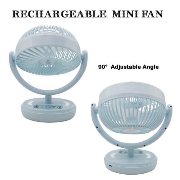 RENMAX Rechargeable Mini Table Fan 3-Speed Dual Battery with LED 601 140 mm 3 Blade Table Fan  (Green | Pack of 1) - Image 3
