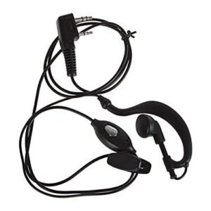 RENMAX PTTEP-05 Wired Over Ear PTT Earphone Wired with Mic 2-Pin Connector 2.5mm & 3.5mm K-Type Audio Jack for Radio Models BF-88S VU-5R etc Black, 5 Pc