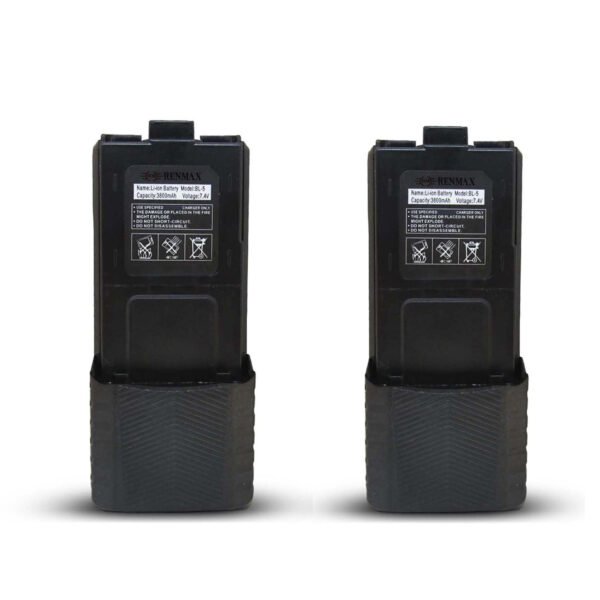 RENMAX Li-ion Rechargeable Battery BL-5 3800mAh 7.4V for Radio Walkie Model 5-R with C-Type Charging Port - 2 Pc