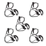 RENMAX PTTEP-05 Wired Over Ear PTT Earphone Wired with Mic 2-Pin Connector 2.5mm & 3.5mm K-Type Audio Jack for Radio Models BF-88S VU-5R etc Black, 5 Pc