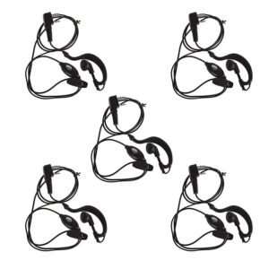 RENMAX PTTEP-05 Wired Over Ear PTT Earphone Wired with Mic 2-Pin Connector 2.5mm & 3.5mm K-Type Audio Jack for Radio Models BF-88S VU-5R etc Black, 5 Pc